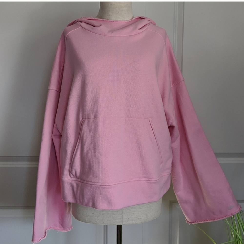 ALO Yoga Bell Sleeve Pullover Hoodie Pink L NWOT